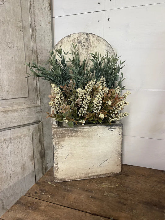 Handmade Primitive Door Box for Flowers |Rustic Distressed Vintage Farmhouse Style | Hand-painted | Gifts for Her Home Decor