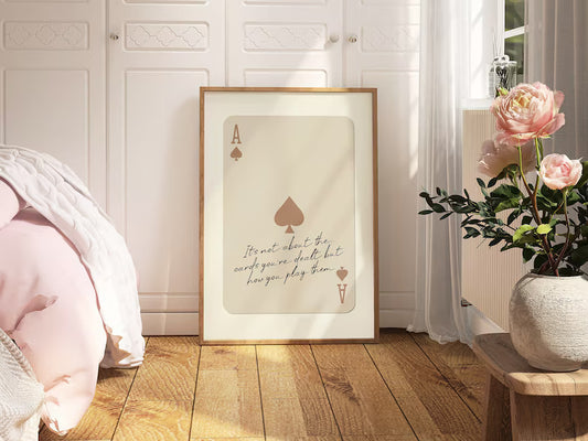 Ace Of Spades Print, Retro Playing Card Wall Art, Inspiring Quote Poster, Beige Ace Card Wall Decor, Trendy Aesthetic Preppy Room Decor