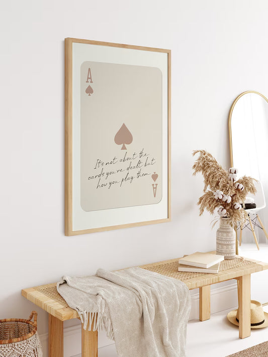 Ace Of Spades Print, Retro Playing Card Wall Art, Inspiring Quote Poster, Beige Ace Card Wall Decor, Trendy Aesthetic Preppy Room Decor