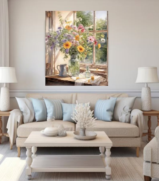 Beautiful Botanical Wildflower Canvas Print Wall Art Wildflower Arrangement for Farmhouse Floral Decor or the Perfect Housewarming Gift